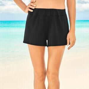 NWT Swimsuits For All Wide-Band Swim Short With Built-In Brief Black Size 20